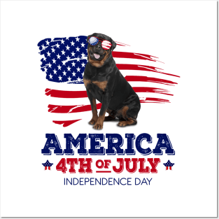 Rottweiler Flag USA - America 4th Of July Independence Day Posters and Art